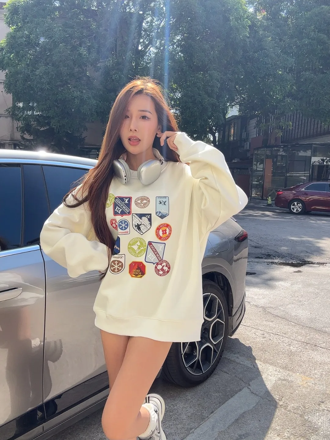 Louis Vuitton/Louis Vuitton 25Fw badge crew neck sweatshirt